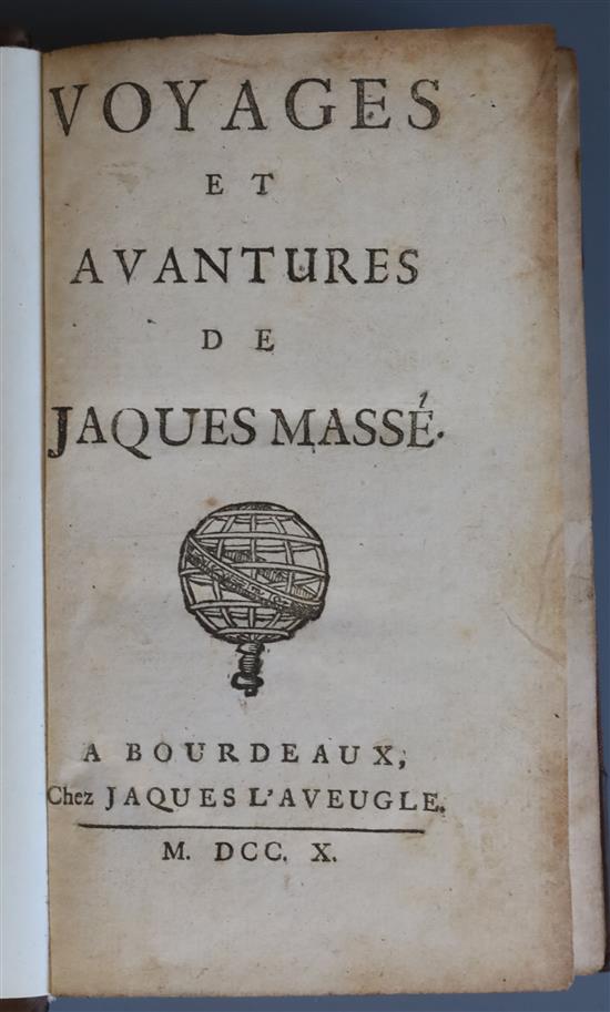 Tyssot de Patot, Simon - Voyages et Avanturer de Jaques Masse, 12mo, rebound half calf, A. Bordeaux, Jacques